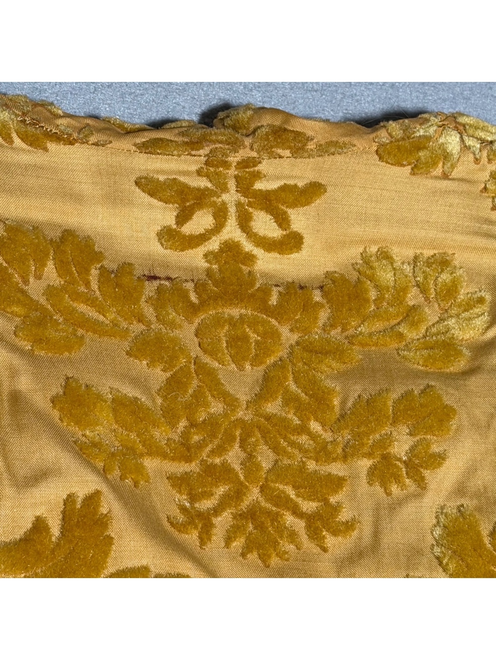 Vintage Mustard Yellow Velvet Burnout Maxi Jacket Dress with 3/4 Sleeves - Picture 7 of 8